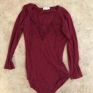 Pacsun maroon lace up body suit